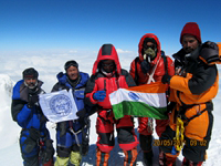 Kangchenjunga Summit Team (From left - Basanta Singharay, Pemba Sherpa, Pashang Sherpa, Tashi Sherpa, Debasish Biswas)