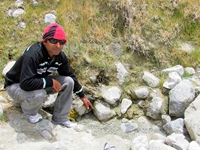 Hot water spring at Panamik near Siachen Glacier