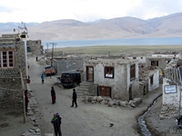 Korzok village at the bank of Tsomoriri Lake at an altitude of 15,075 ft