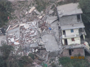 A collapsed building